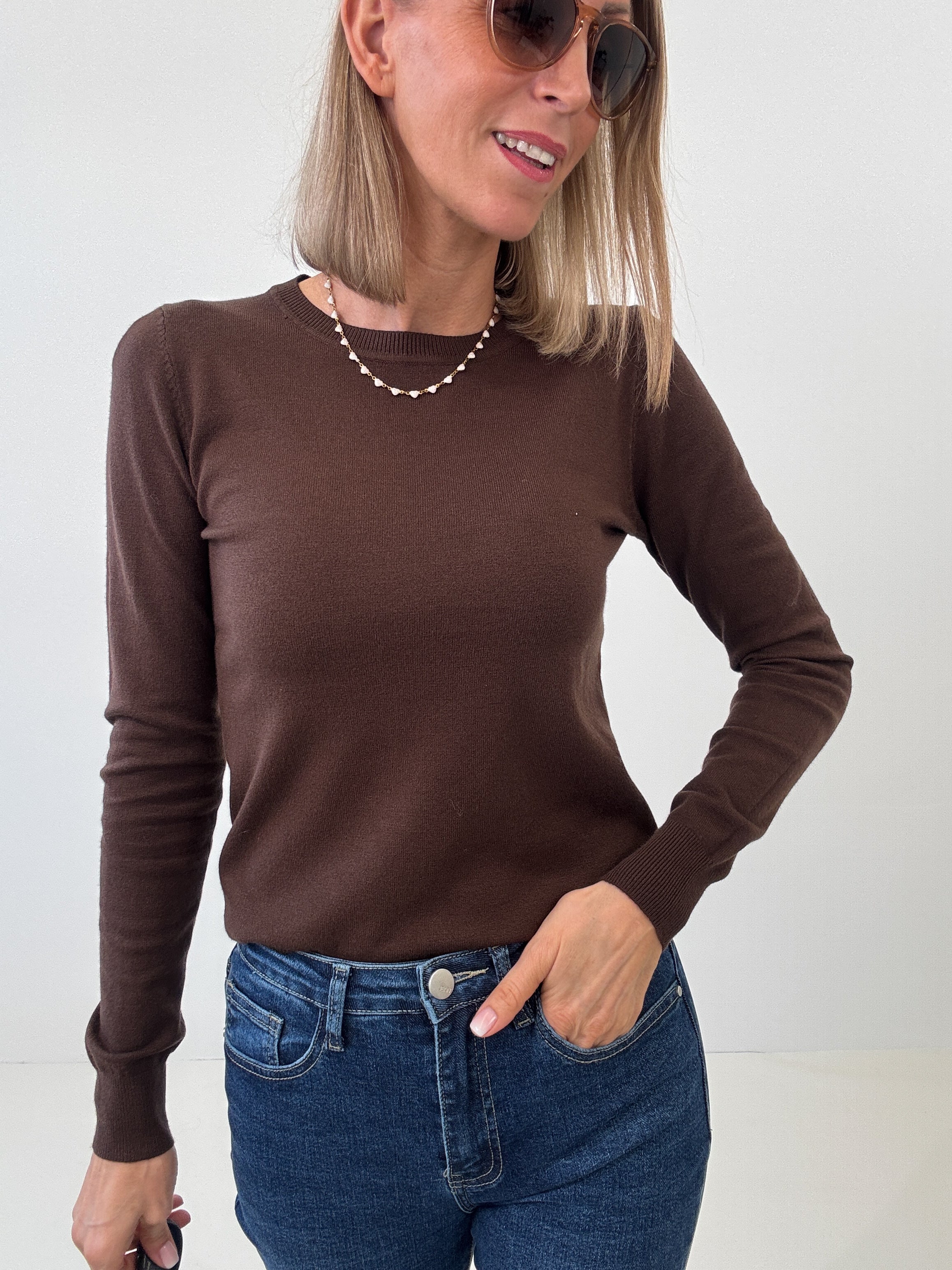 "Cushy" kuscheliger Cashmere Pullover - choco braun