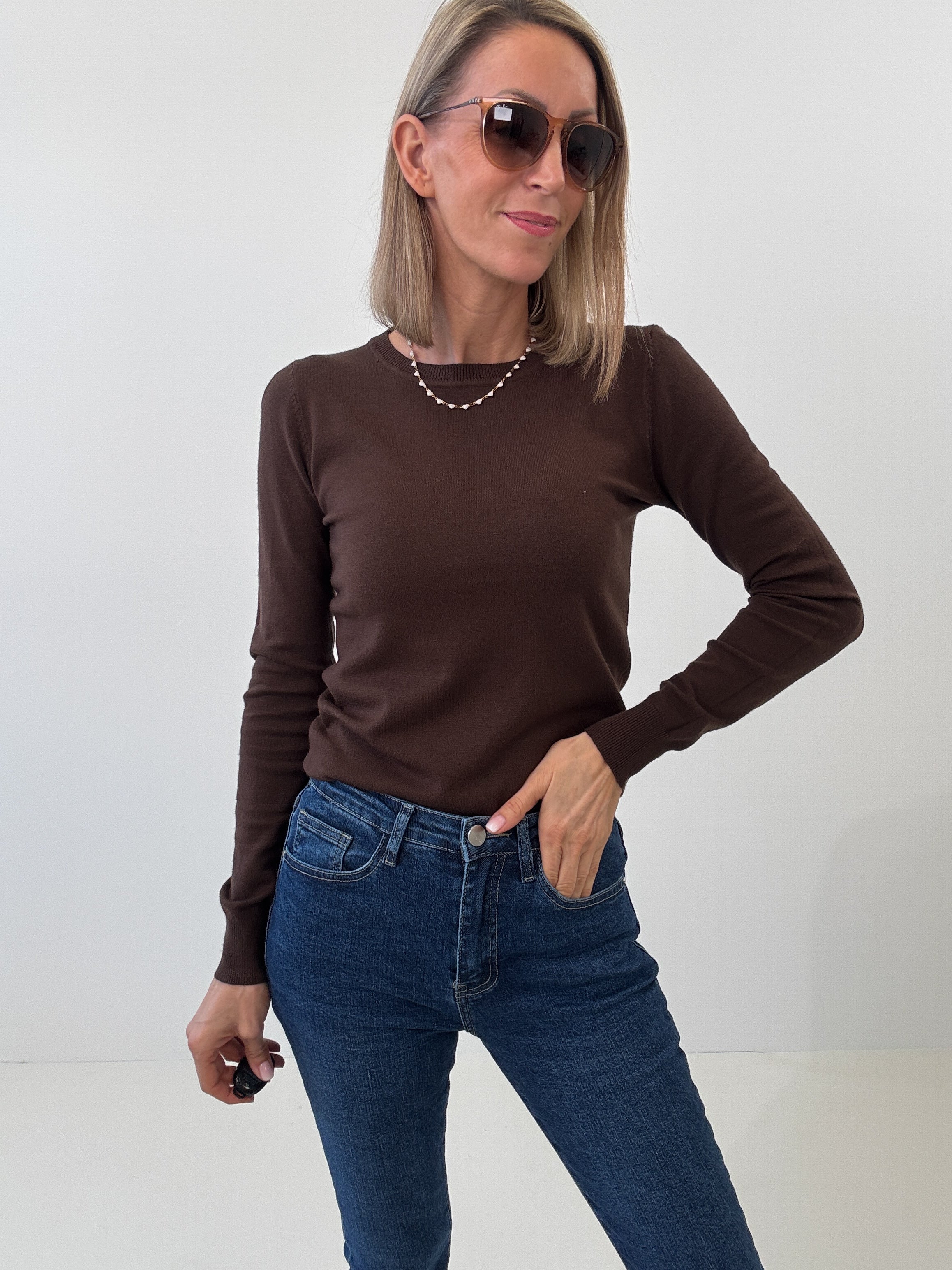 "Cushy" kuscheliger Cashmere Pullover - choco braun