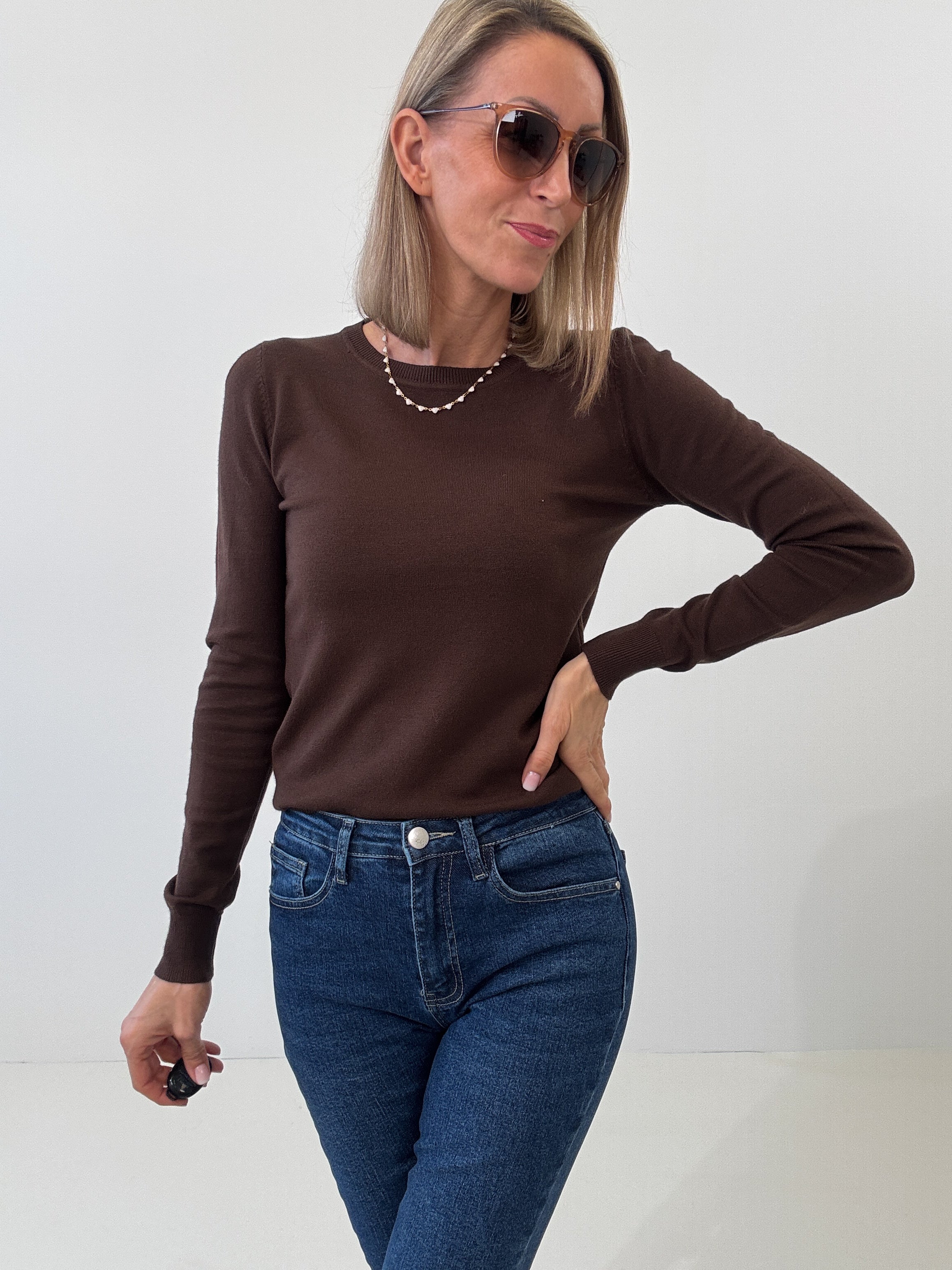 "Cushy" kuscheliger Cashmere Pullover - choco braun