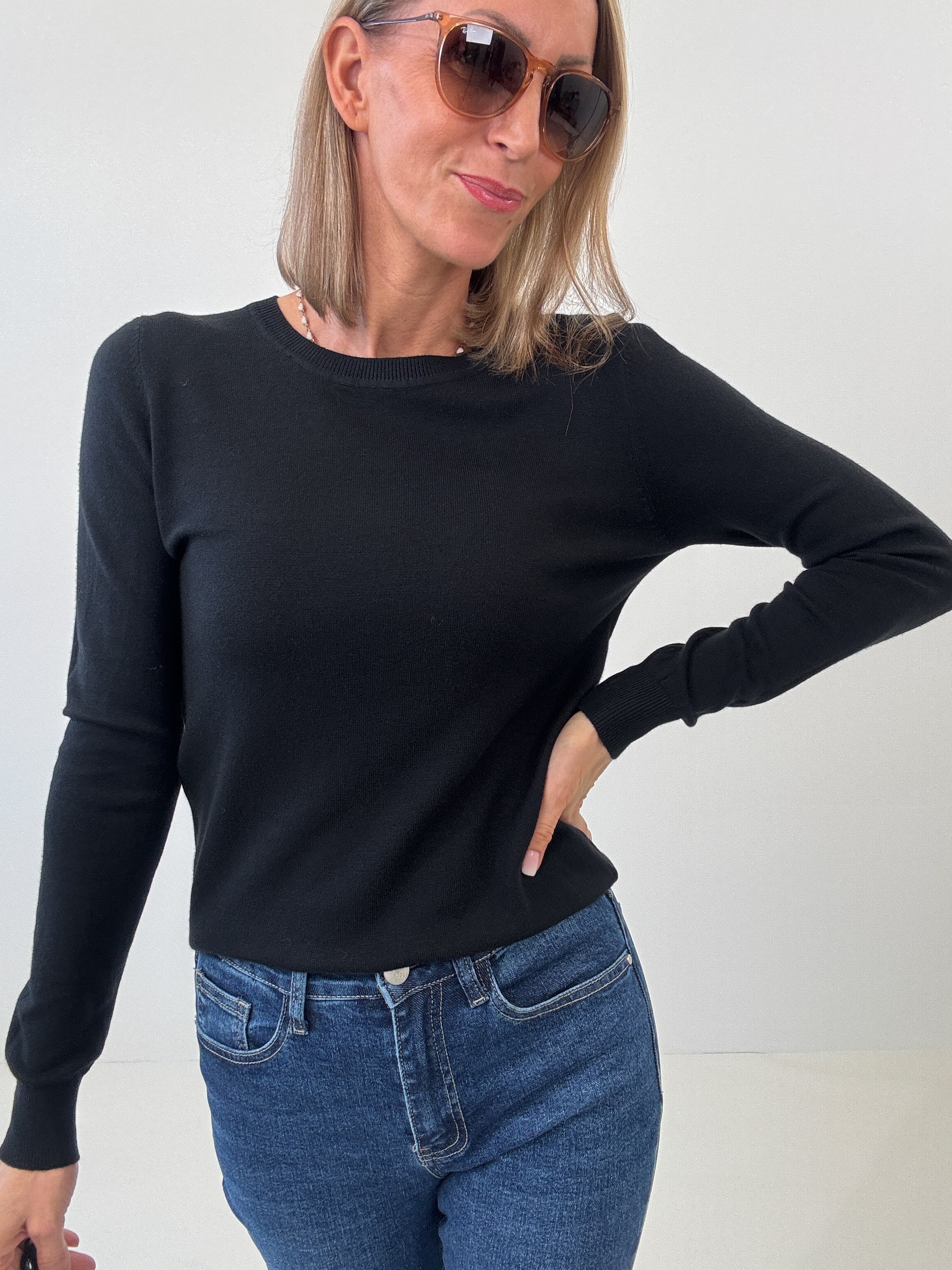 "Cushy" kuscheliger Cashmere Pullover - schwarz