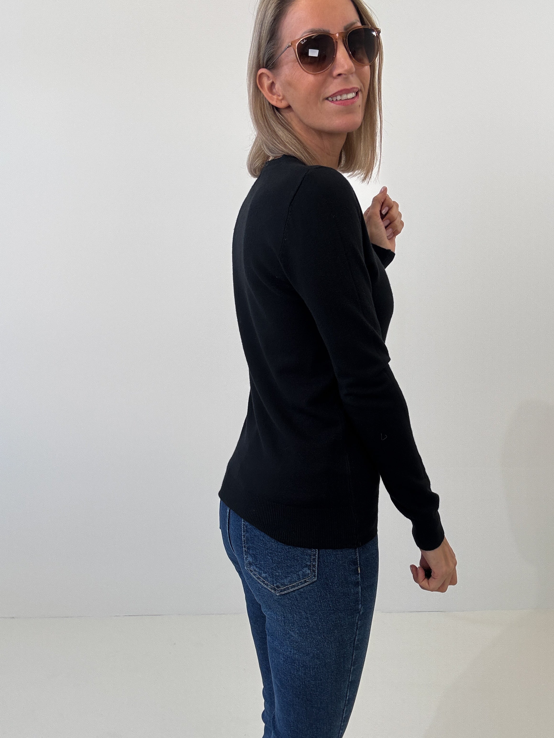 "Cushy" kuscheliger Cashmere Pullover - schwarz