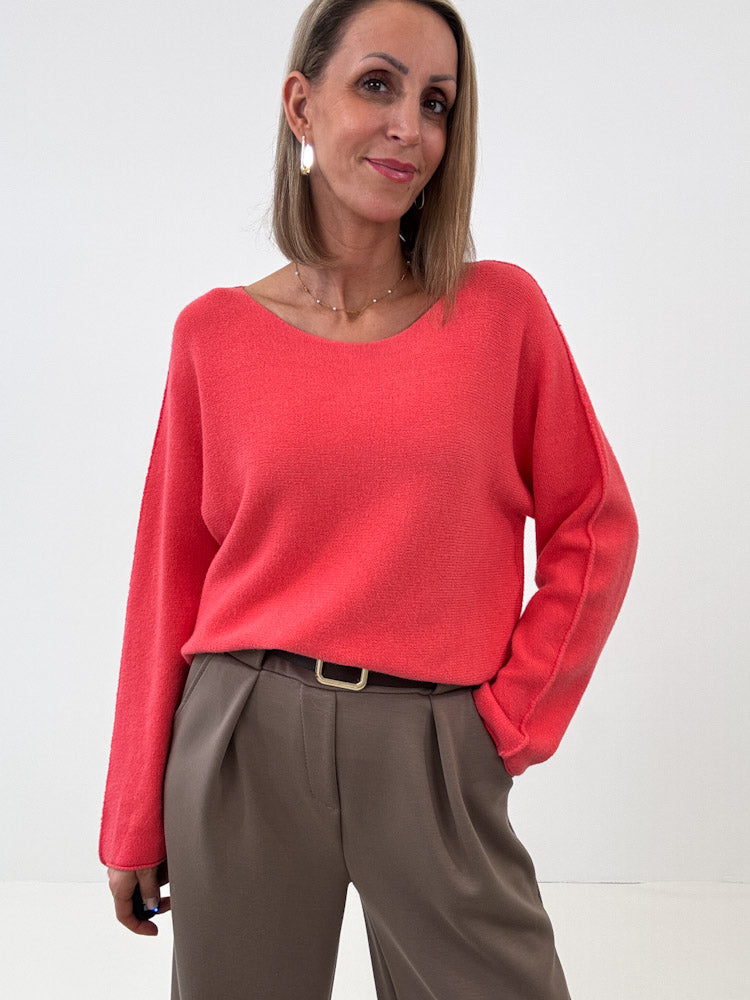 "Vicenza" weicher Pullover mit Viscose - coral