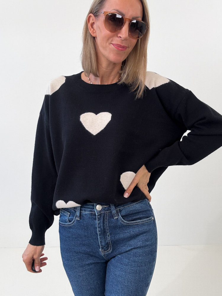 "Simply Heart" Pullover aus Viscose - schwarz
