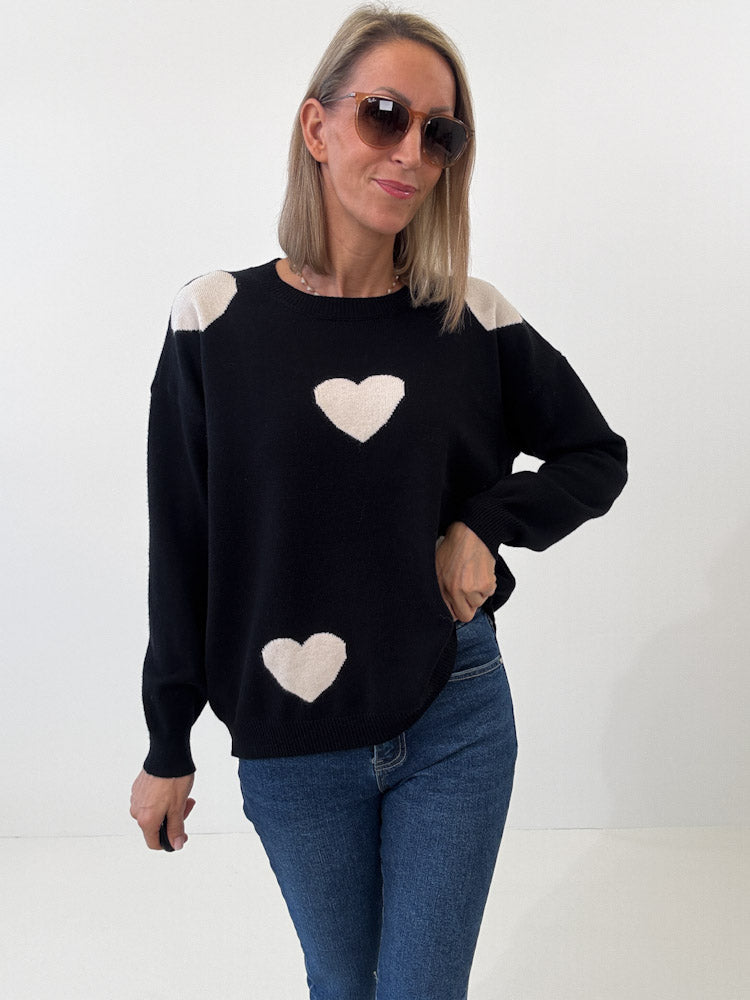 "Simply Heart" Pullover aus Viscose - schwarz