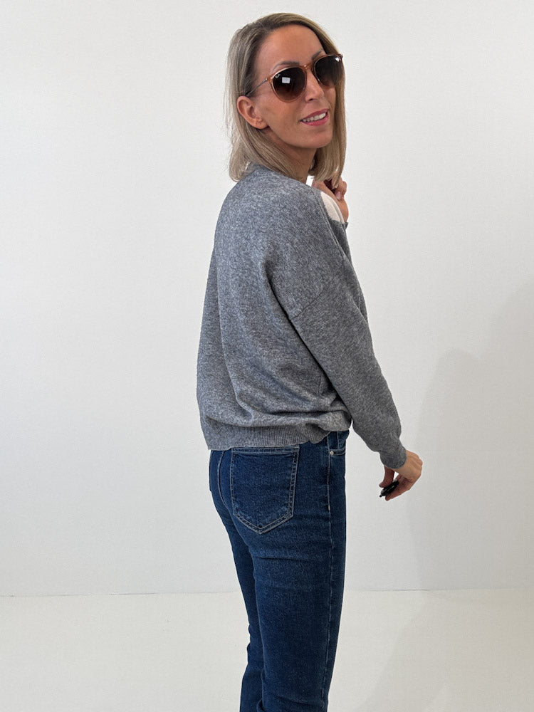 "Simply Heart" Pullover aus Viscose - grau