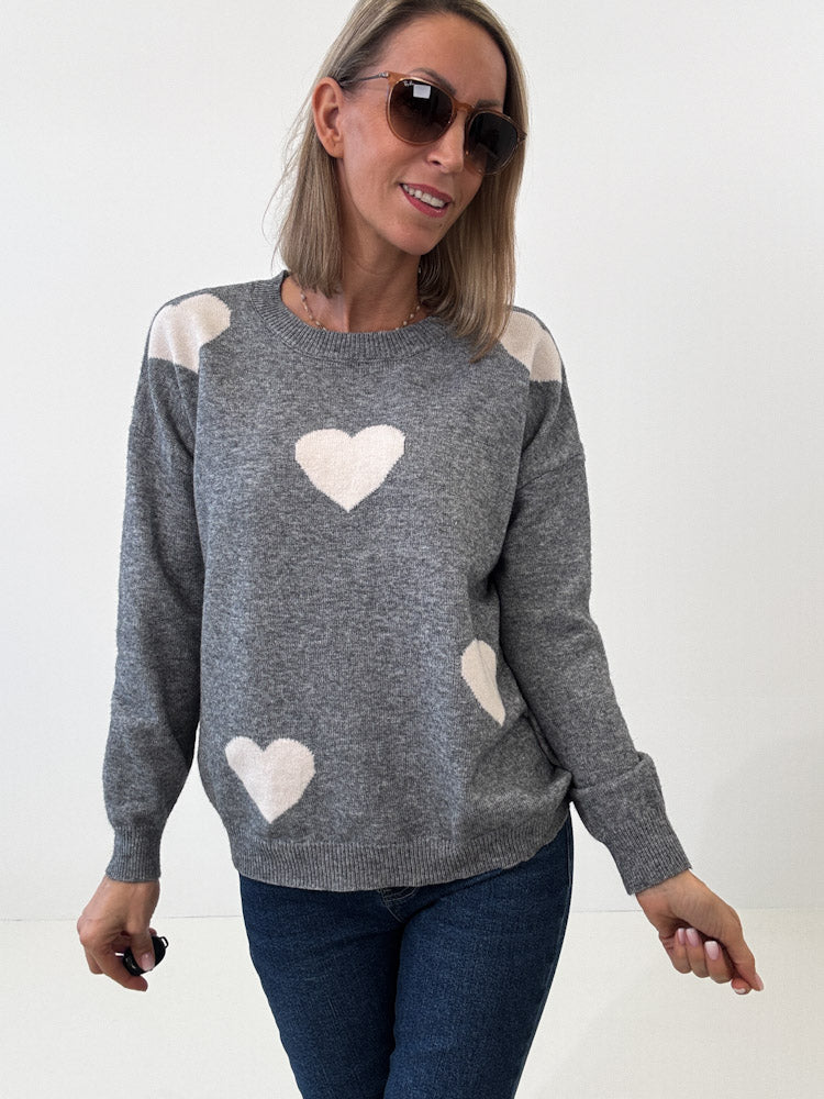 "Simply Heart" Pullover aus Viscose - grau