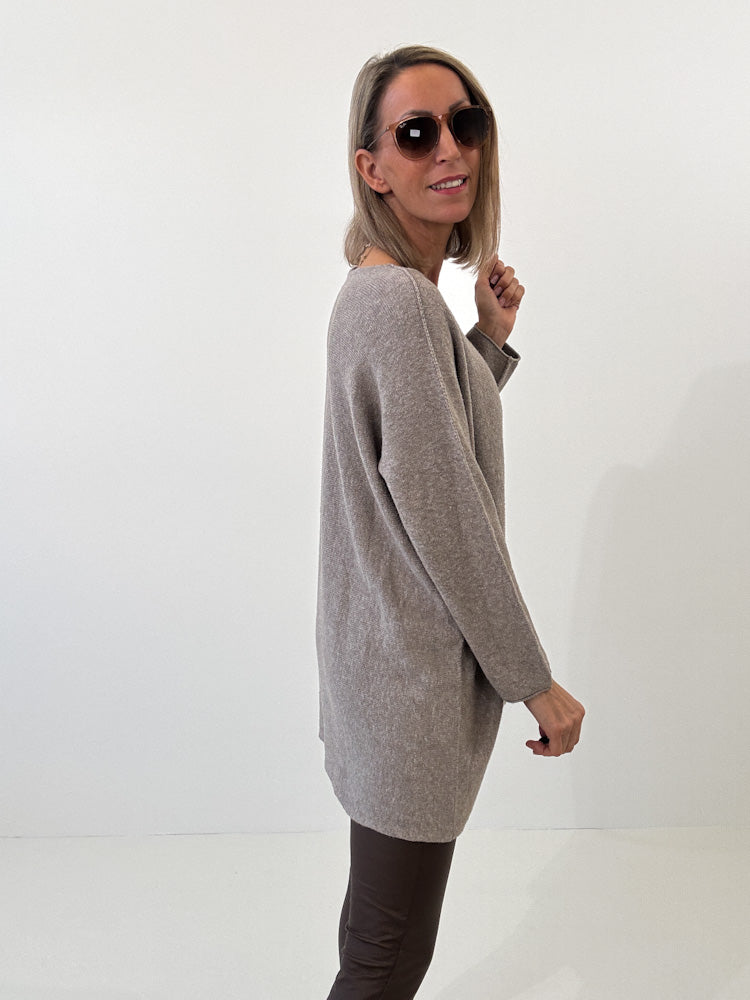 „Vicenza Long" weicher Pullover mit Viscose - mocca