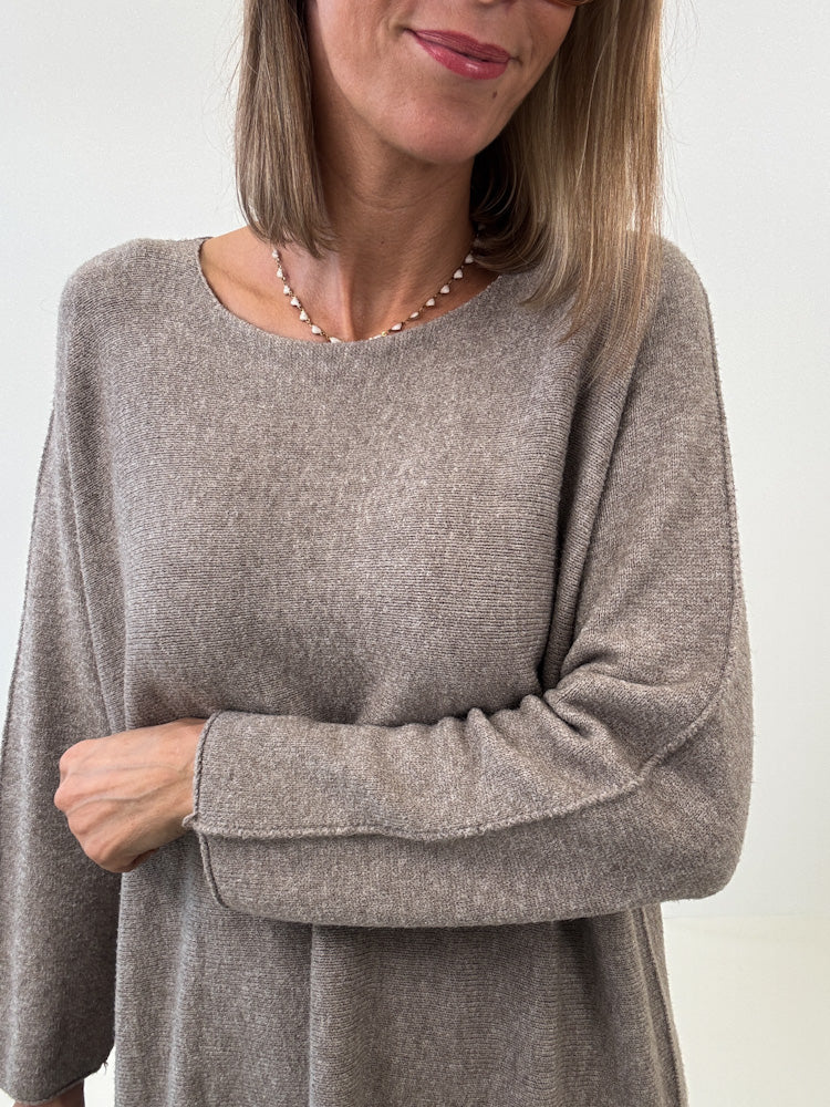 „Vicenza Long" weicher Pullover mit Viscose - mocca