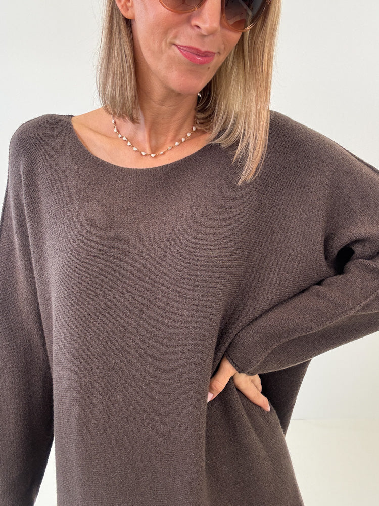„Vicenza Long" weicher Pullover mit Viscose - braun