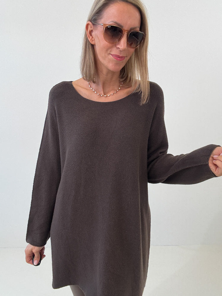 „Vicenza Long" weicher Pullover mit Viscose - braun