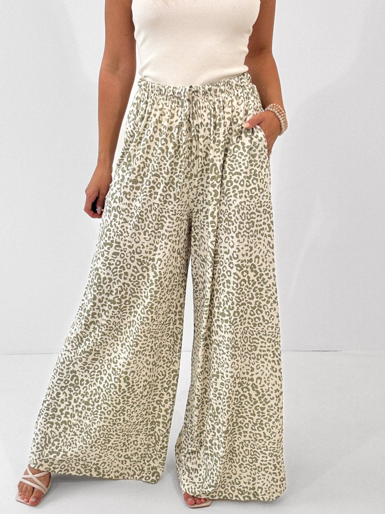 "Pienza Leo" weiche Hose aus Viscose - creme/matcha