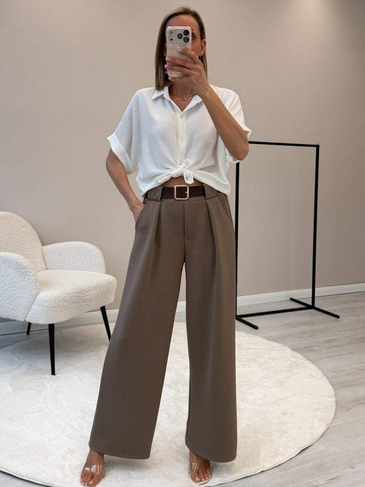 "Sunshine" kurze Bluse - weiß