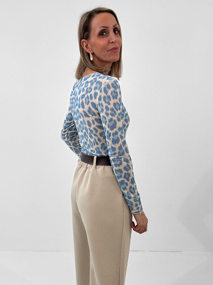 "Como Leo" kuscheliges Cashmere Longshirt - blau