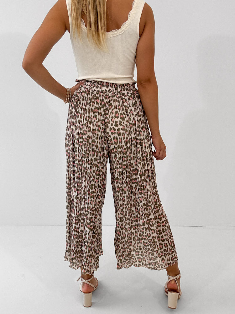 Leo Culotte Plisseehose - rosa/khaki