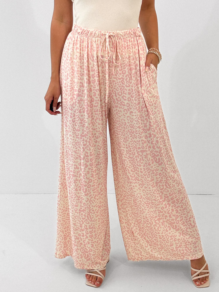 "Pienza Leo" weiche Hose aus Viscose - vanille/rosa
