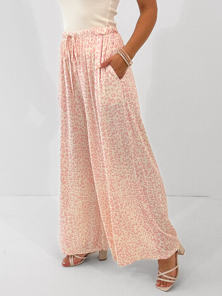 "Pienza Leo" weiche Hose aus Viscose - vanille/rosa