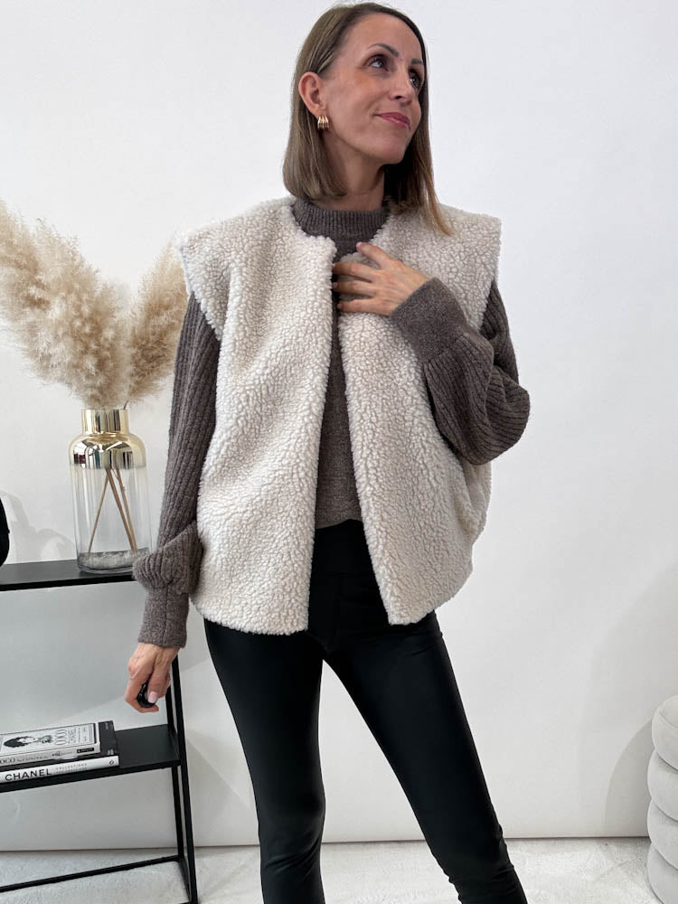"Teddy Vest" süße Teddy Weste - hellbeige