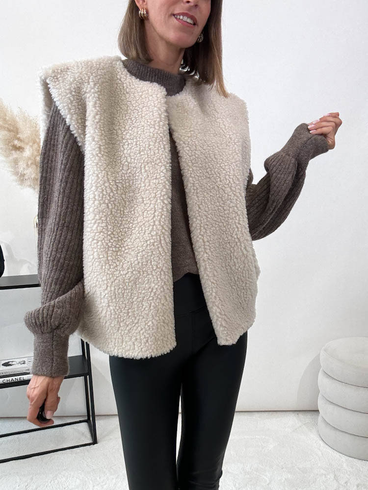 "Teddy Vest" süße Teddy Weste - hellbeige