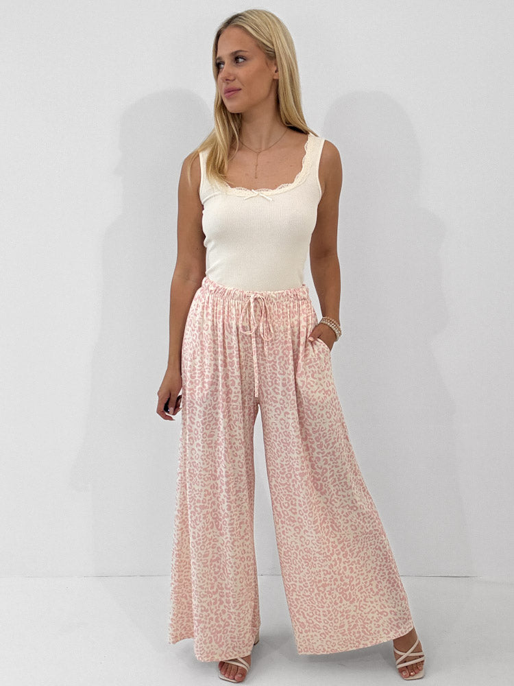 "Pienza Leo" weiche Hose aus Viscose - vanille/rosa
