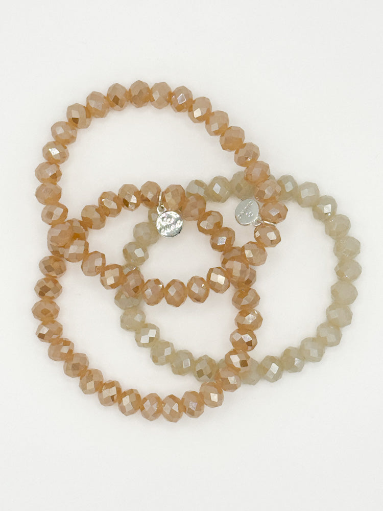 "Timeless Cristallo"- Kristall-Armbänder - karamell/creme