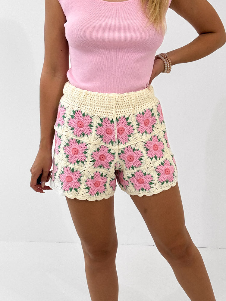 "Blossom" Crochet Short - beige