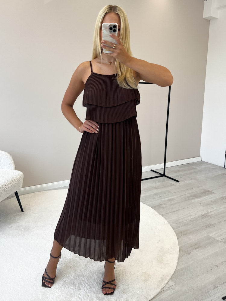 "Milano 2.0" Plissee Kleid - braun