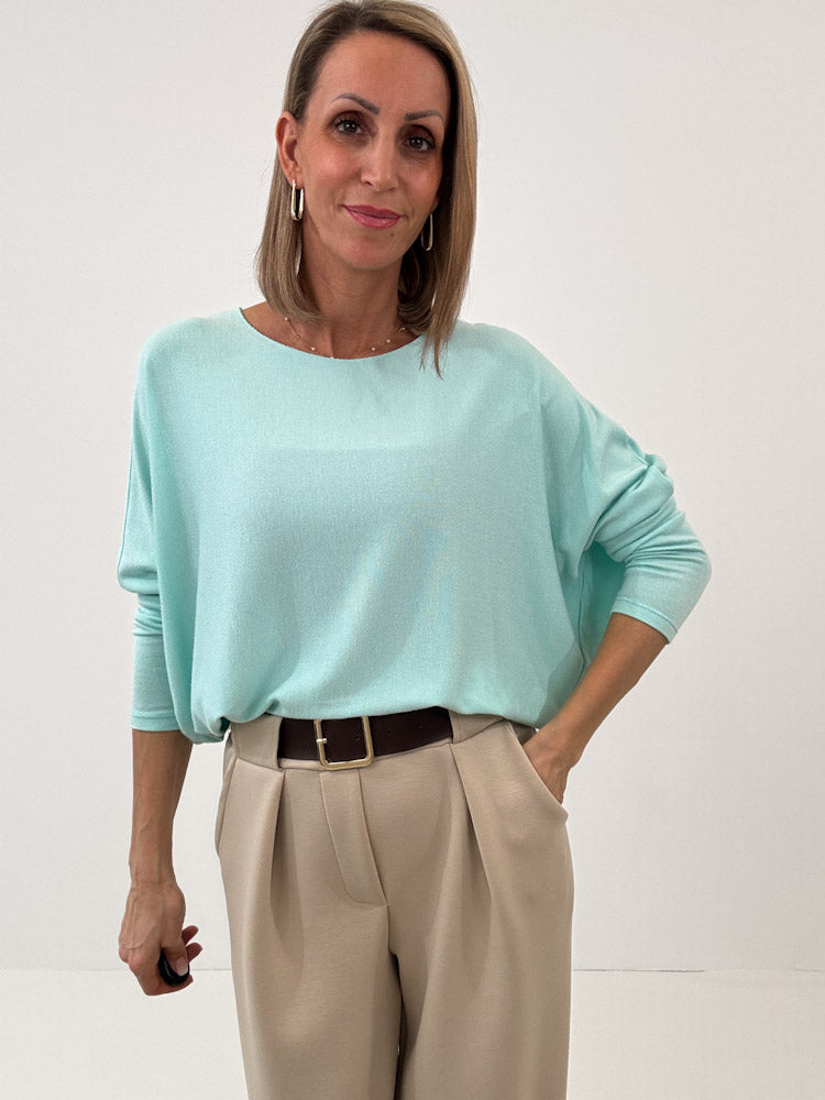"Soft" weiches Longshirt aus Viscose & Wolle - türkis