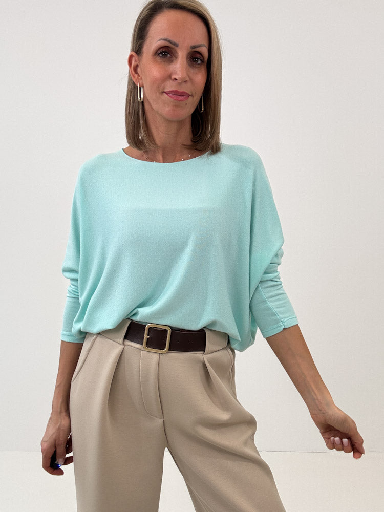 "Soft" weiches Longshirt aus Viscose & Wolle - türkis