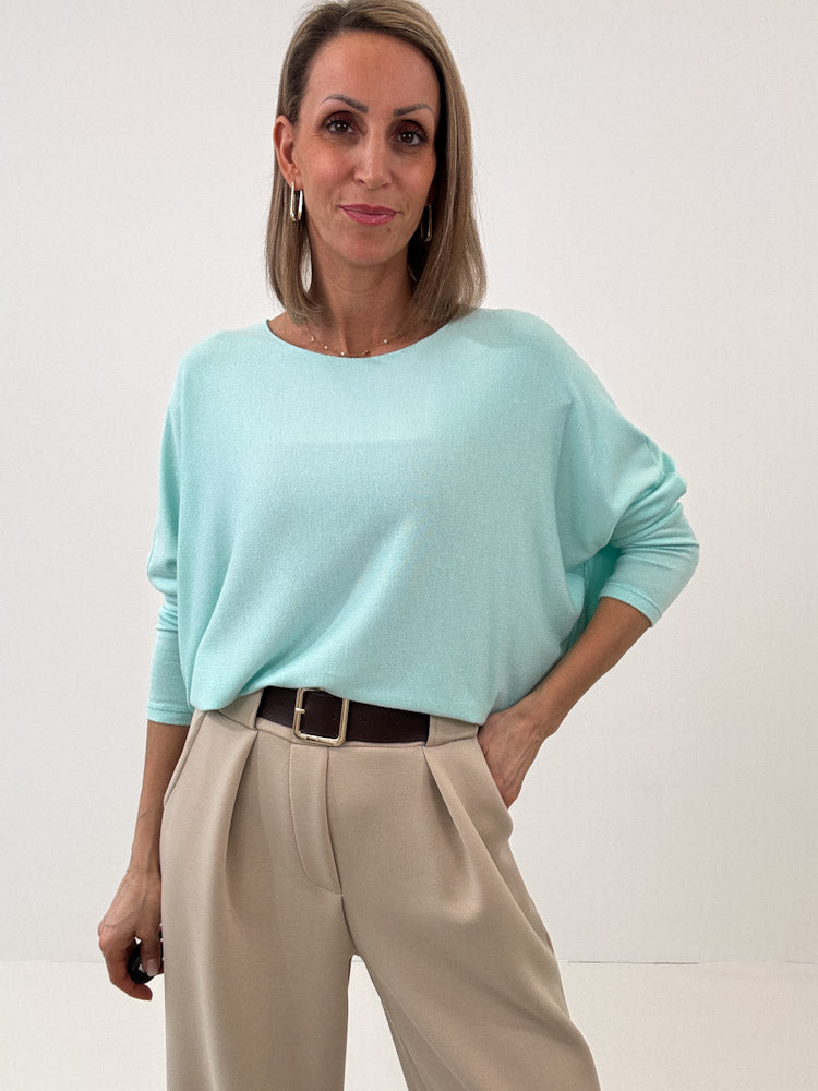 "Soft" weiches Longshirt aus Viscose & Wolle - türkis