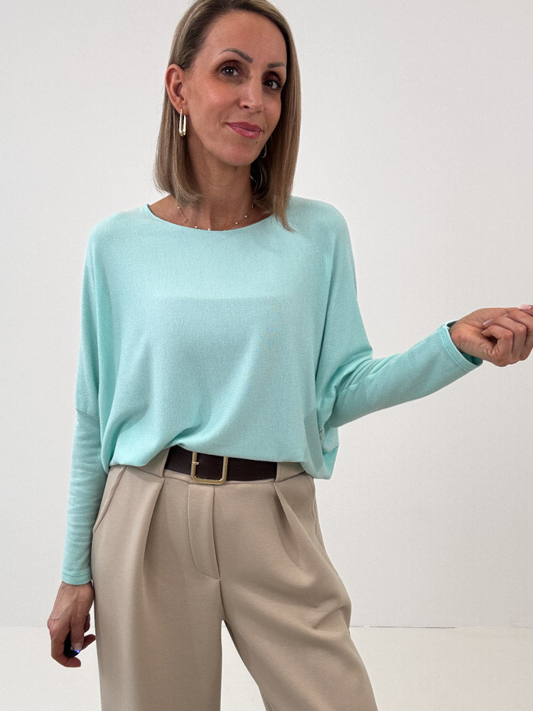 "Soft" weiches Longshirt aus Viscose & Wolle - türkis