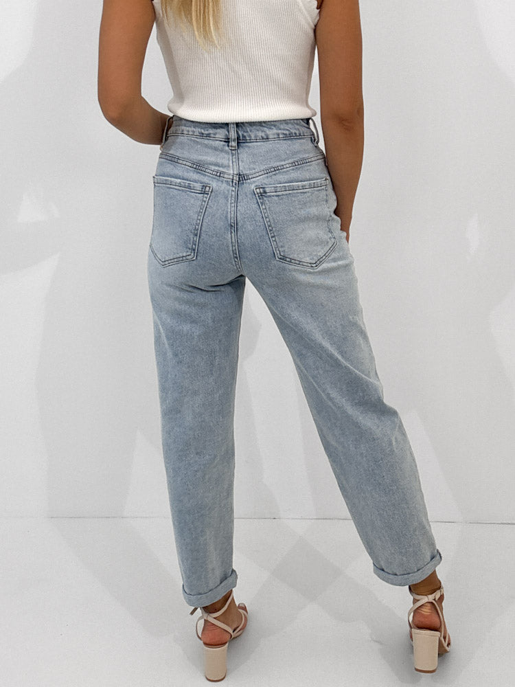 "Mom Blue 2.0" Old Mom Fit Jeans - blue