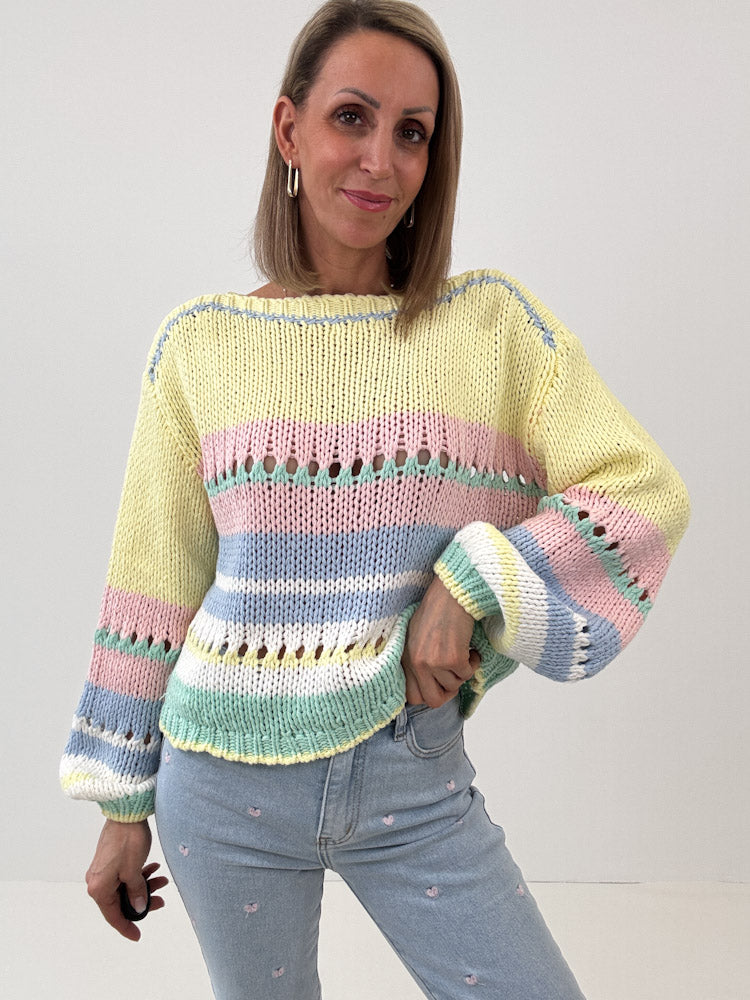"Noli" weicher Strickpullover aus Baumwolle & Viscose- bunt