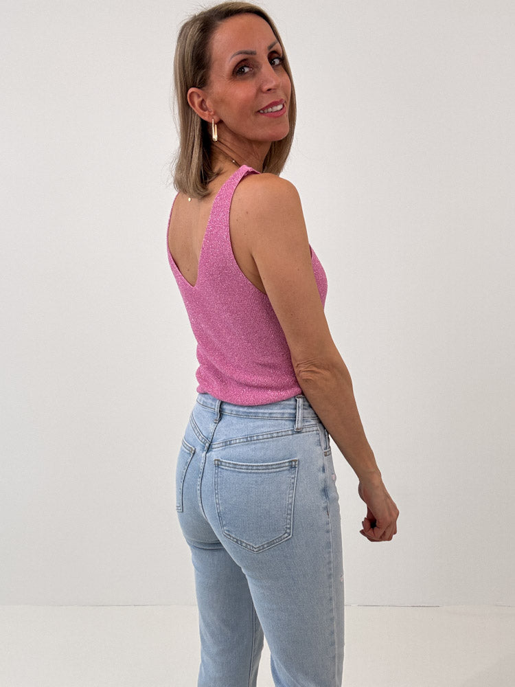 "Amy" weiches Glitzertop aus Viscose - cotton candy