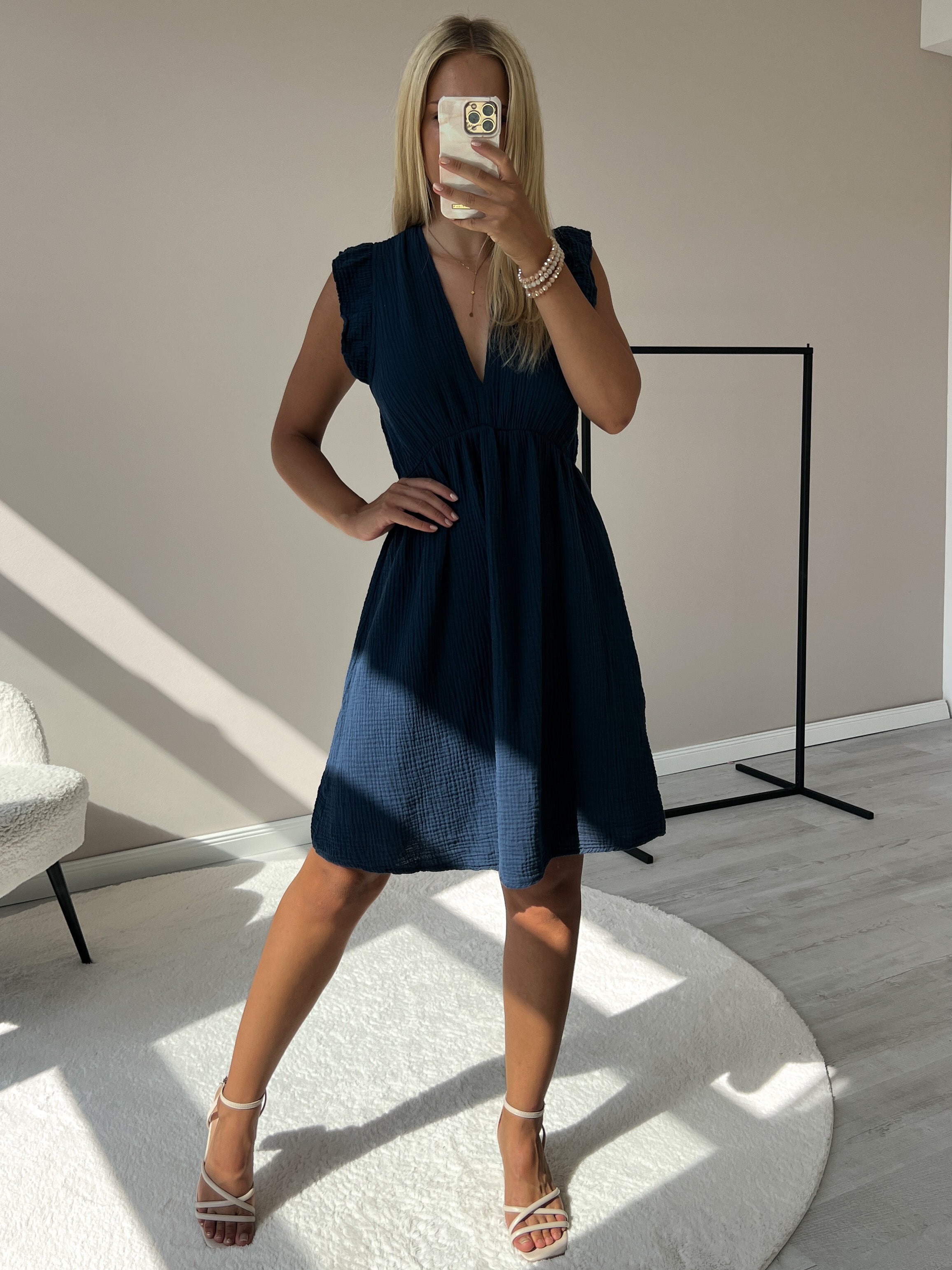 "Pianosa Midi"- tolles Midikleid aus Musselin - navy blau