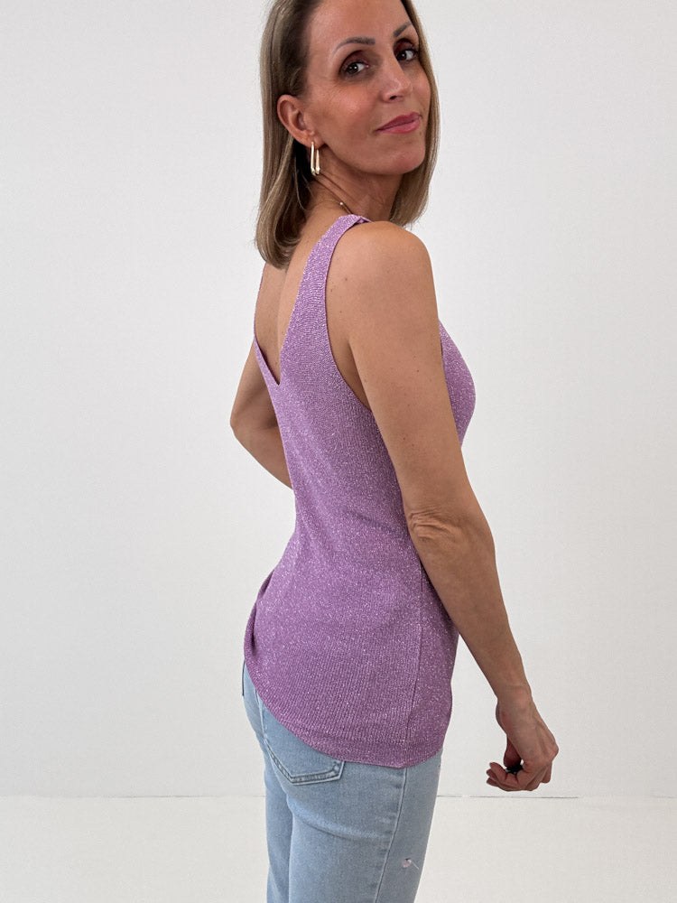 "Amy" weiches Glitzertop aus Viscose - flieder