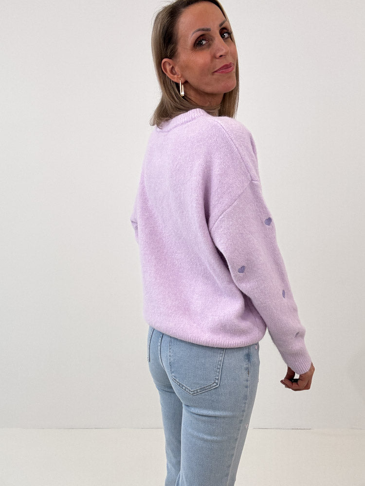 "Little Heart" Pullover aus Viscose - flieder
