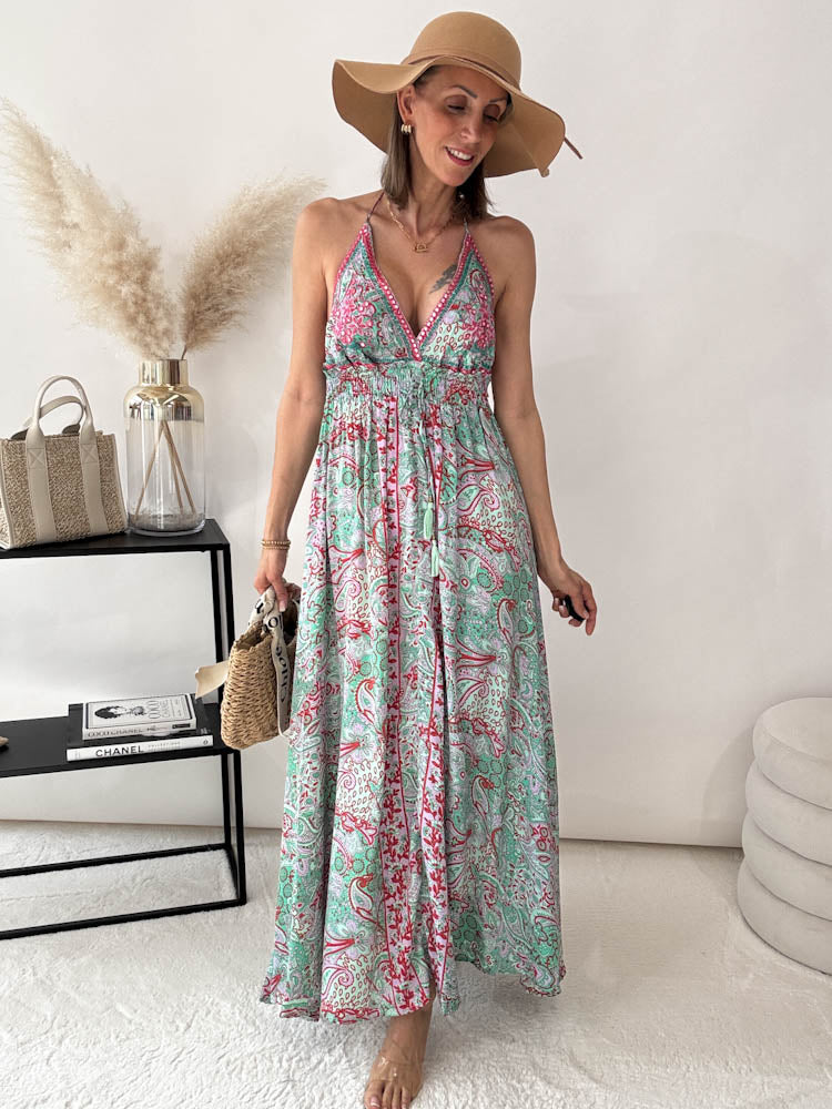 "Paisley Breeze" Boho Maxikleid - mint