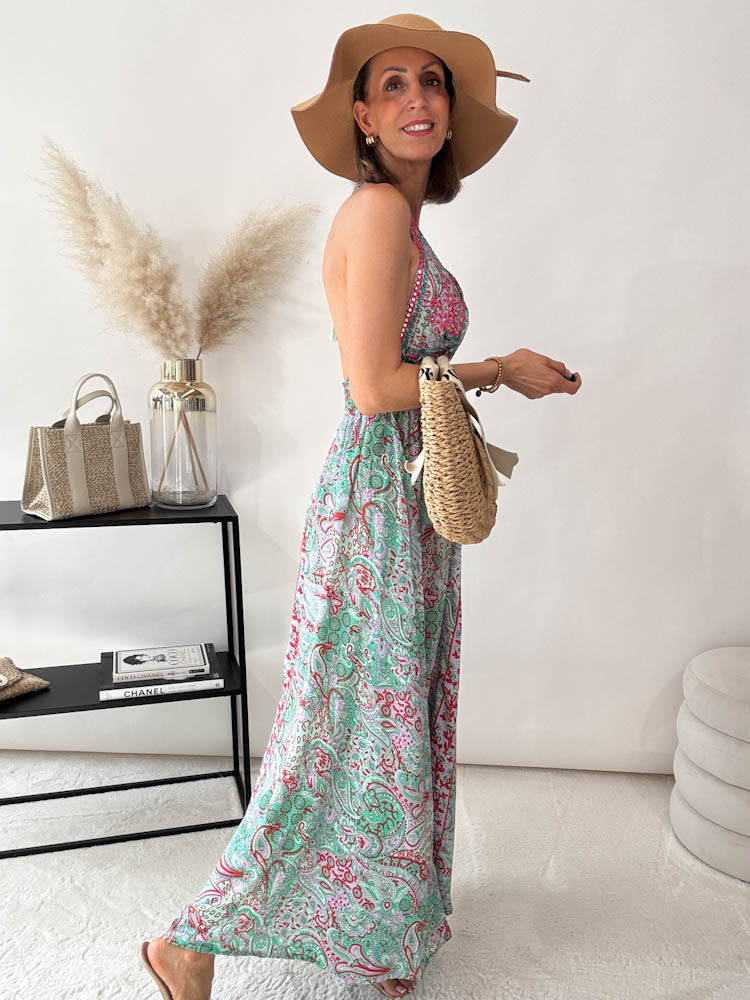 "Paisley Breeze" Boho Maxikleid - mint