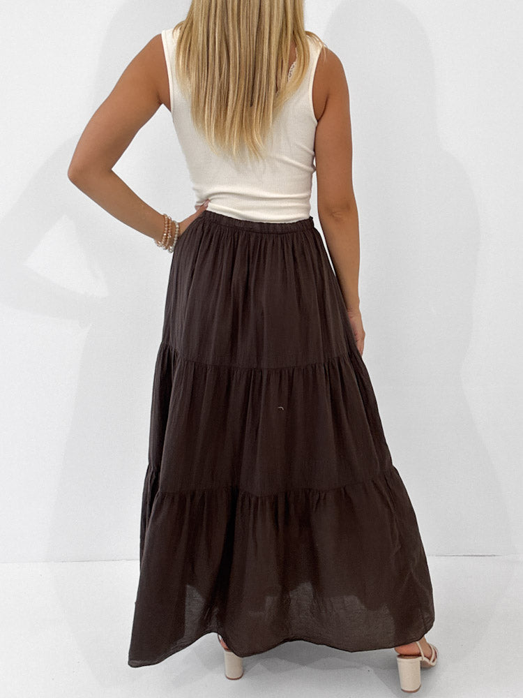 "Lune Skirt" langer Rock aus Baumwolle - braun