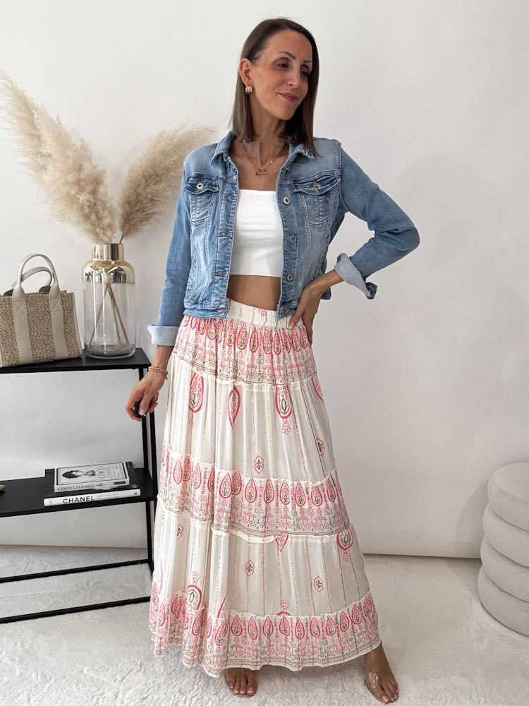 "Boho Blossom" Skirt - creme