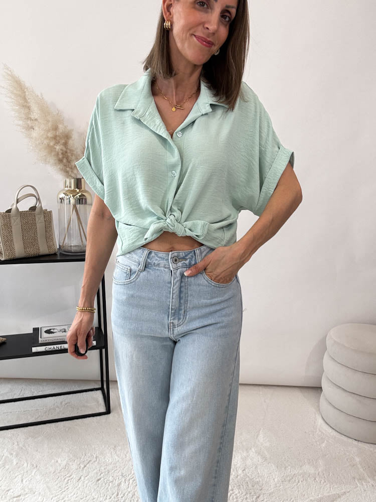 "Sunshine" kurze Bluse - mint