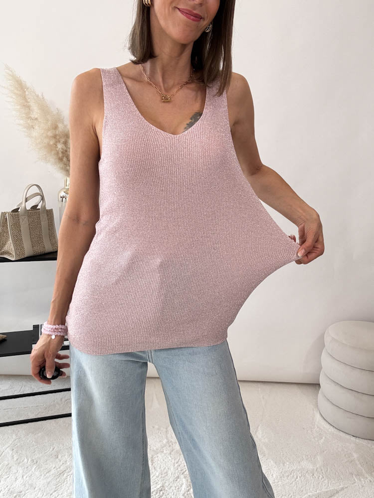 "Amy" weiches Glitzertop aus Viscose - rosa