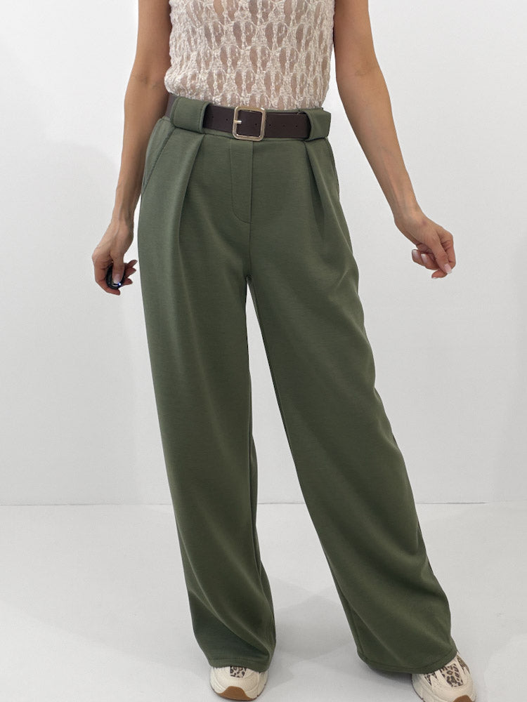 "Pari" elastische Hose aus Viskose - khaki