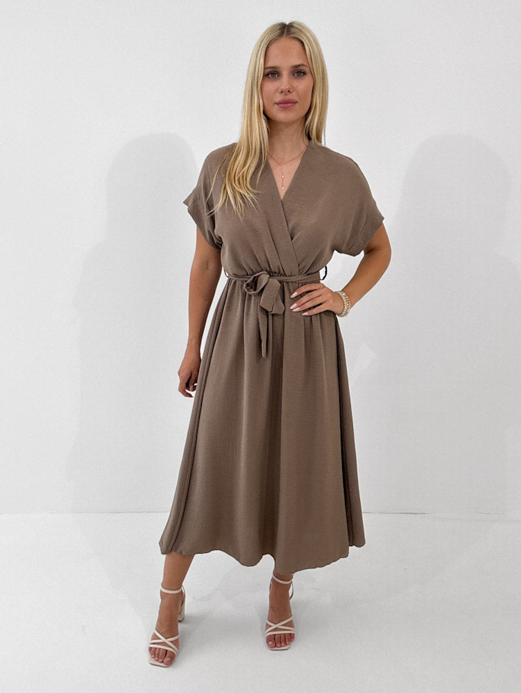 "Sunshine" schönes langes Kleid - mocca