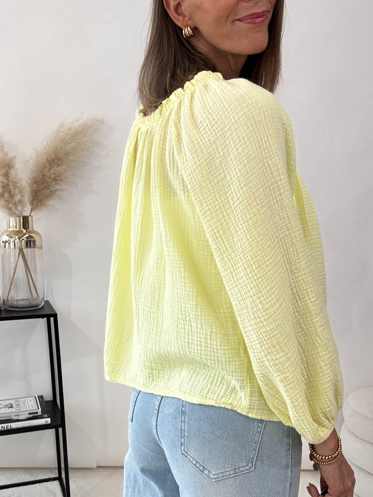 "Sweet Bow" Cardigan mit Schleifen (Musselin) - hellgelb