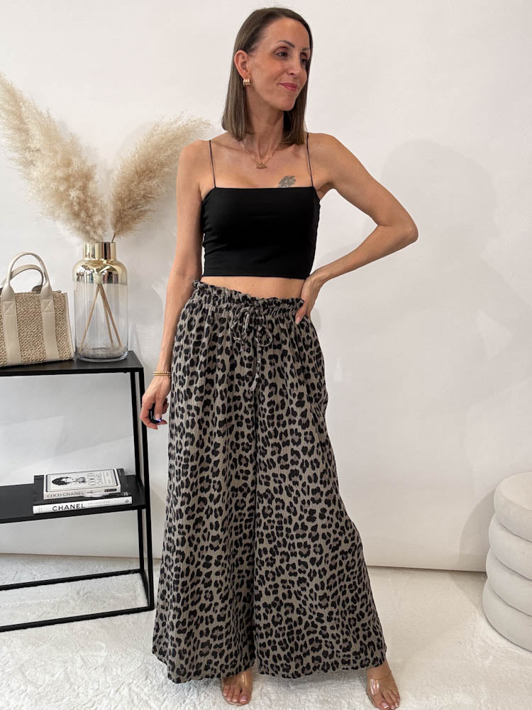 "Musselin Leo Pants 2.0" Hose aus Baumwolle (bis Größe 44) - taupe