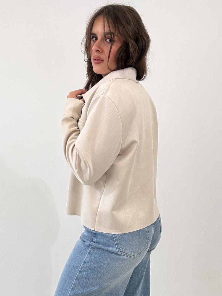"Nelli 2.0" Jacke in Velourleder Optik - beige