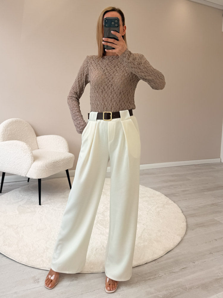 "Feral Lace 2.0" Shirt aus weicher Spitze - mocca