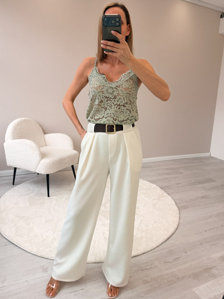 "New Lace" zartes Top aus Spitze - salbei