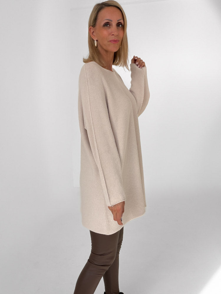 "Vicenza Long" weicher Pullover mit Viscose - beige